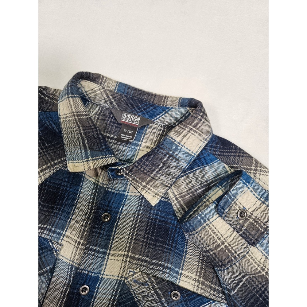 Outdoor Research Sandpoint Flannel Shirt Men's XL Blue Button Down Cotton